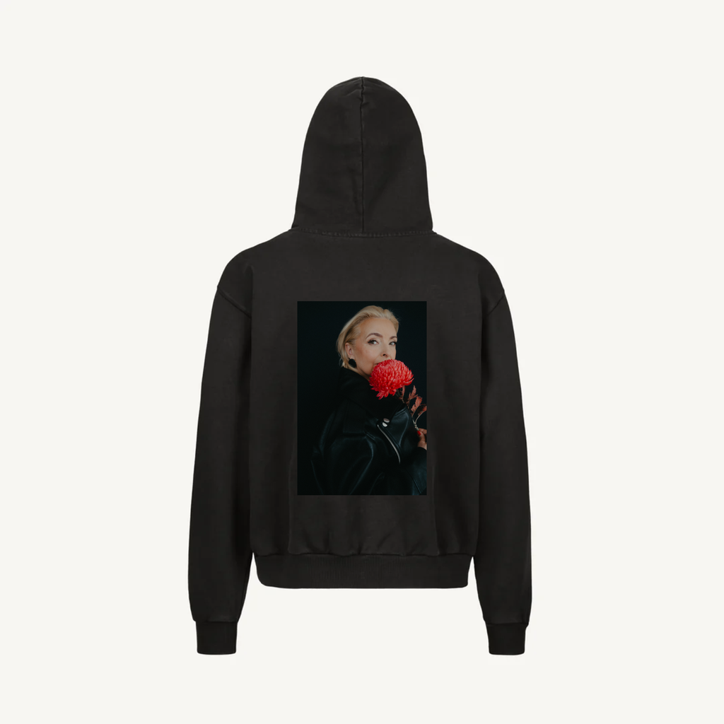 Hoodie Vintage Black Zip Eva 01