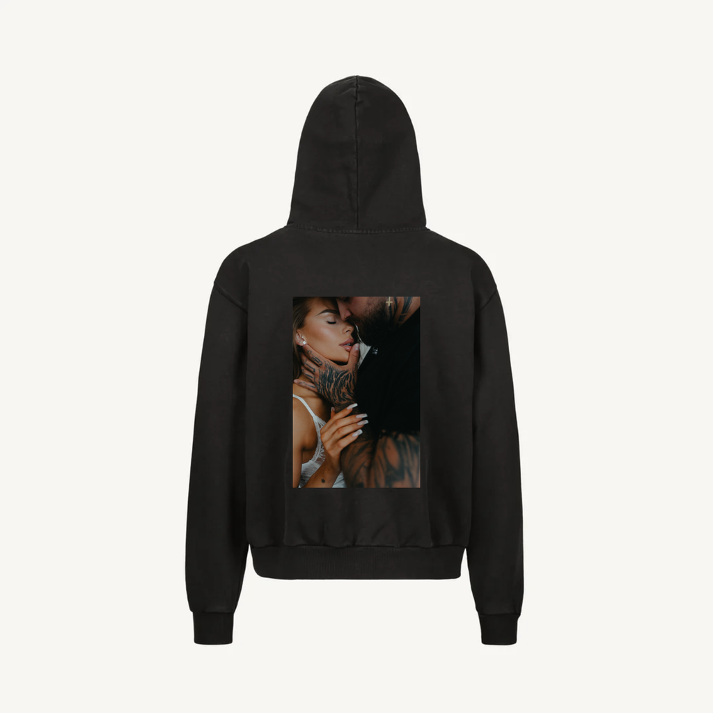 Hoodie Vintage Black Zip Láska 01