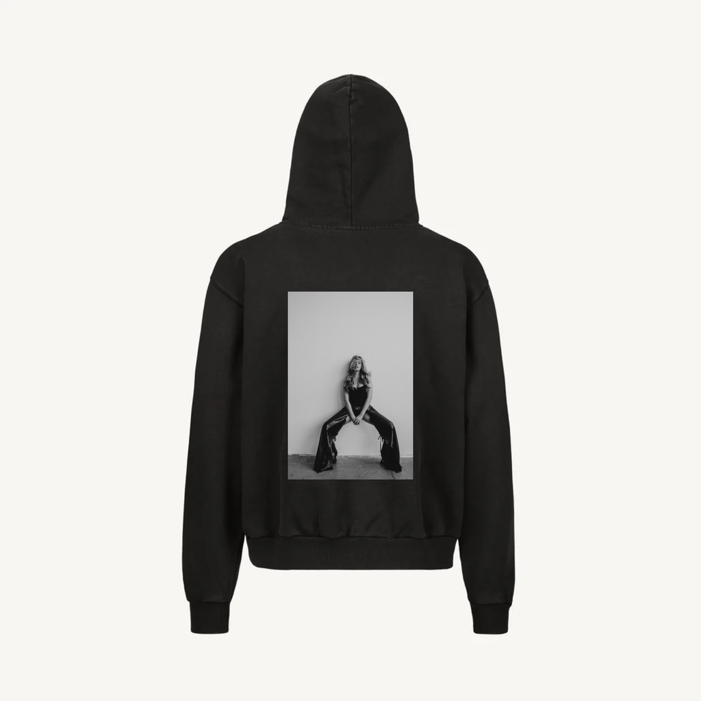 Hoodie Vintage Black Zip Veru 01